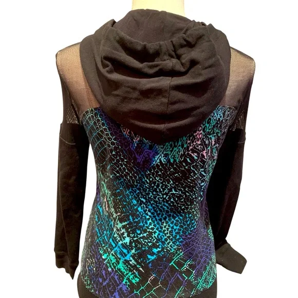 💚BEBE RHINESTONE EMBELLISHED MESH ZIP-UP HOODIE💚 - Picture 6 of 9